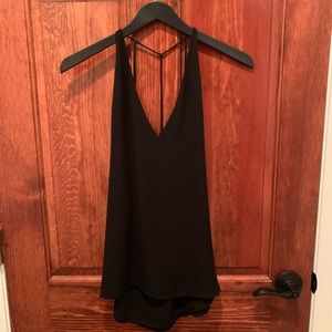 Express open back, plunging, chiffon tank top